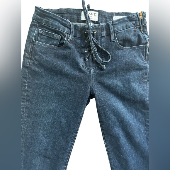 FRAME Denim Mid-rise Le Crop Mini Boot Lace Up Jeans Size 26 - Picture 2 of 6